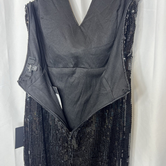 Lulus Women’s Pretty Sensational Black Sequin Rosette Halter Maxi Dress Slit L - Picture 14 of 16